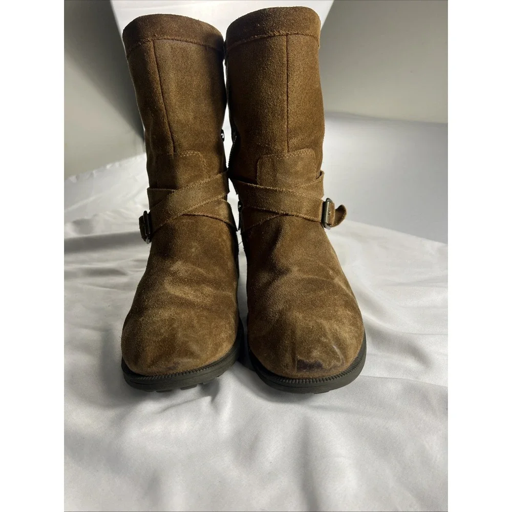 UGG Australia Glendale Chestnut Suede Buckle Mid-Calf Zipper Boots  Women's 9.5